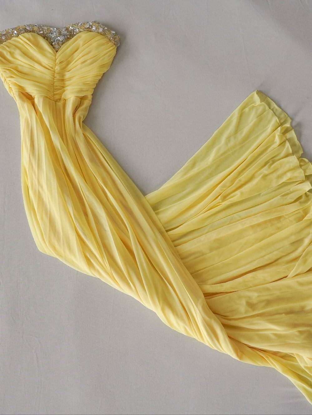 B. Darlin Yellow Rhinestone Prom Dress 3/4